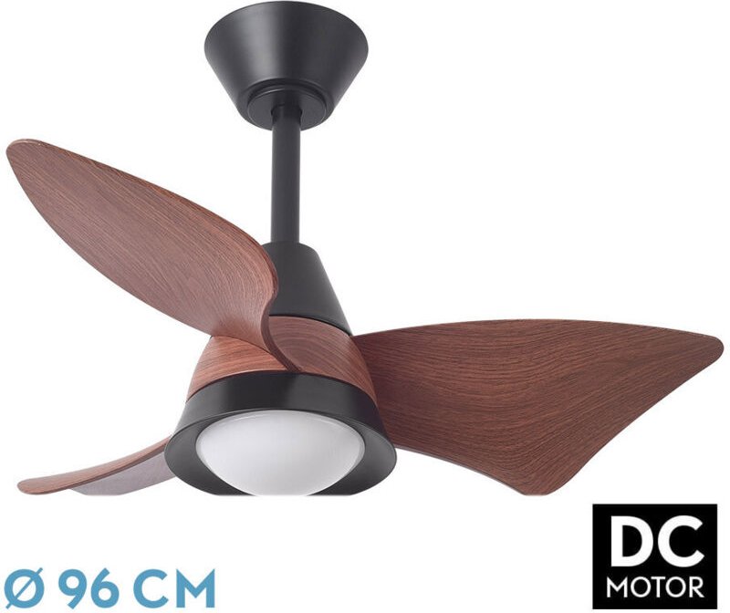 DC "Jaguar" dimmbarer Deckenventilator mit Fernbedienung (30W 3CCT 3000lm) schwarz und eiche