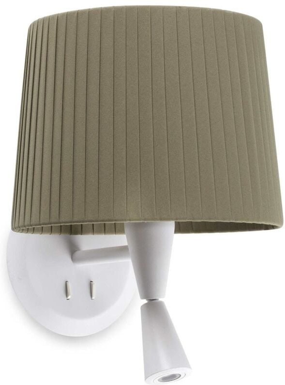 Samba Wandleuchte innen mit Leser weiß/Polyesterseide grün 64308-37