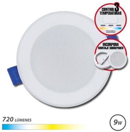 Elbat rundes Downlight 9w - 720lm -- Selektor 3 Temperaturen+Überwand - Farbe weiß