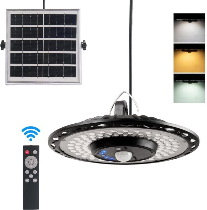 180 LEDs Solar Pendelleuchte Wand Garage Licht Bewegungsmelder Outdoor Wasserdicht Hängeleuchten mit Fernbedienung, 1 st...