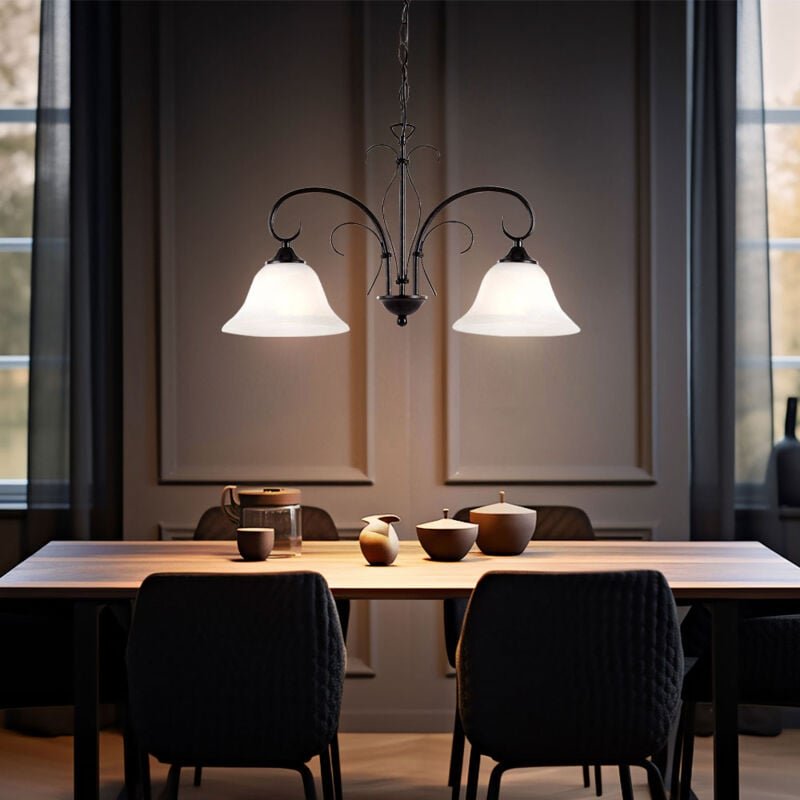 Pendelleuchte Vintage Metall Pendellampe Esszimmer Retro Hängelampe Wohnzimmerlampe Deckenleuchte in rostfarben, mit Gla...