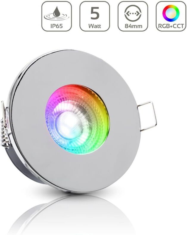 Einbauspot IP65 rund - Farbe: Chrom - LED Leuchtmittel: GU10 5W RGB+CCT