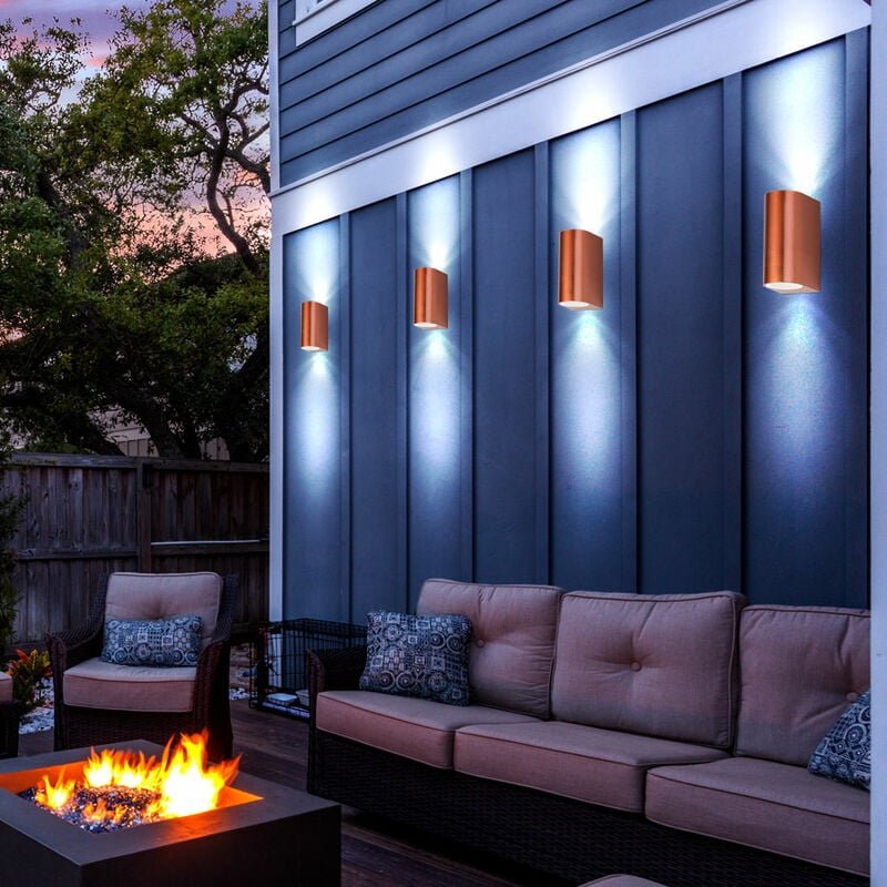 4er Set Wand Leuchten Alu Up Down Strahler Fassaden Beleuchtung Außen Bereich Lampen