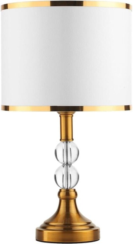 Goldene Kristall-Tischlampe, Vintage-Nachttischlampe mit weißem Schirm, E27, moderne Nachttischlampe mit Metallsockel, N...