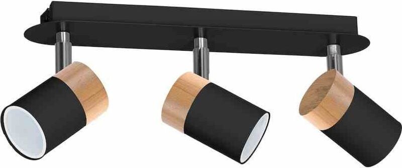 JOKER SCHWARZ/HOLZ Deckenleuchte 3xGU10