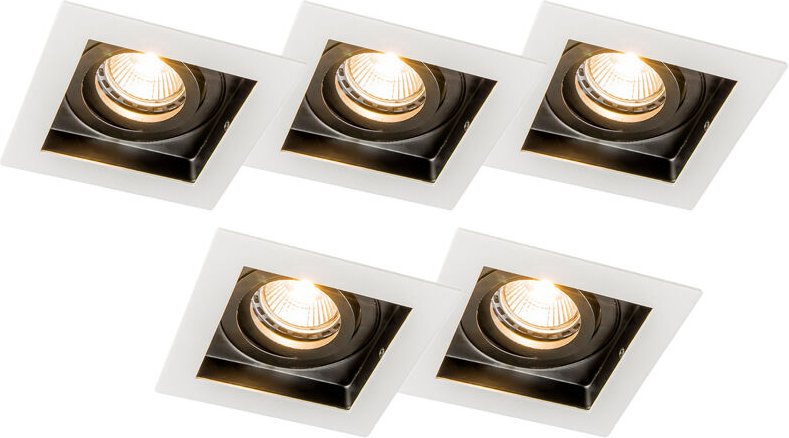 Set mit 5 Einbaustrahlern aus weißem Stahl - Carree