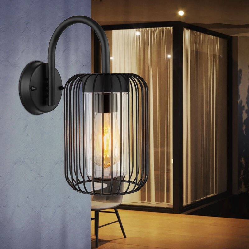 Wandlampe Hauswand Außenwandleuchte Edelstahl Laterne schwarz Terrassenlampe Gartenleuchte , Kunststoff Metall, 1x E27 F...