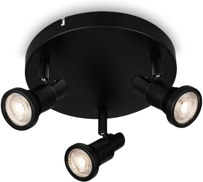 Ner Leuchten - led Deckenlampe Badezimmer, verstellbar, led Deckenleuchte Bad, IP44, warmweiße Lichtfarbe, GU10, Schwarz...