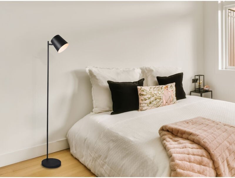 Kleine Akku Stehlampe blake kabellos - dimmbar, Metall Schwarz, Höhe 125cm