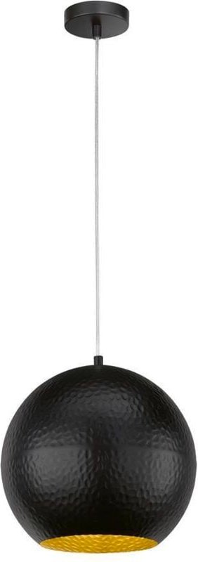 Pendelleuchte mylon Kugel 1-flammig Schwarz, Lampenschirm innen Gold, ø 30cm
