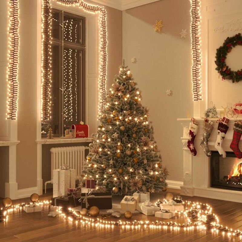vidaXL LED-Lichterkette mit 400 LEDs Warmweiß 7,4 m PVC