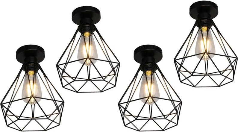 Axhup - 4x Vintage Metall Deckenlampe Kronleuchter in Rautenform E27 Deckenlampe Leuchte für Schlafzimmer Korridor Flur ...