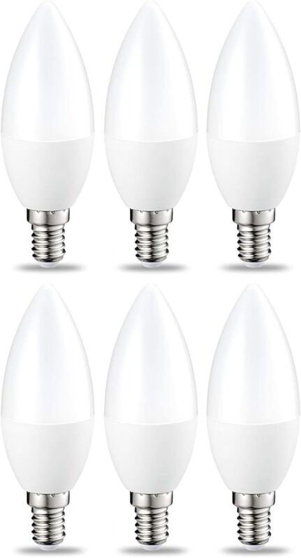 Set mit 6 kleinen, flammenförmigen LED-Lampen, E14-Schraubsockel, 5 W (entspricht 40 W), warmweiß, nicht dimmbar