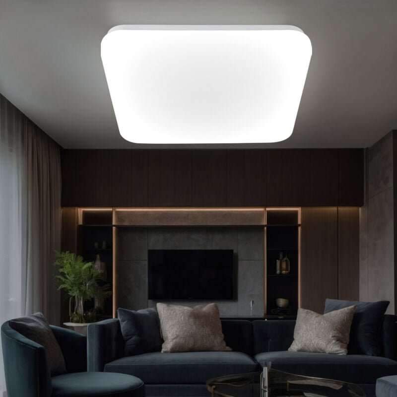 Globo Lighting - led Deckenleuchte quadratisch Deckenlampe weiß opal Wohnzimmerleuchte Modern, Metall, 28W 1000Lm warmwe...