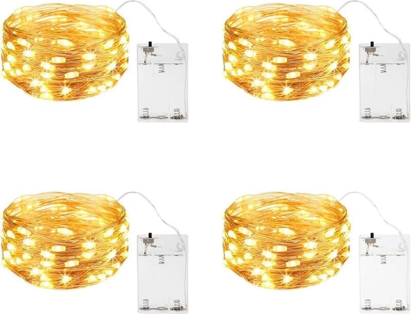 Lichterkette, 4er-Set Mini-LED-Weihnachtslichter, Kupferdraht, 5 m, 50 LEDs, für Halloween, Innen- und Außendekoration, ...