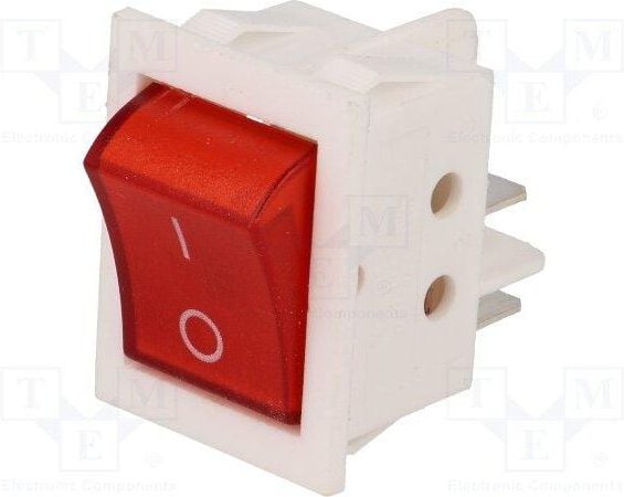 Beleuchteter bipolarer Wippschalter rot 15A/250Vac Gehäuse Weiß off-on