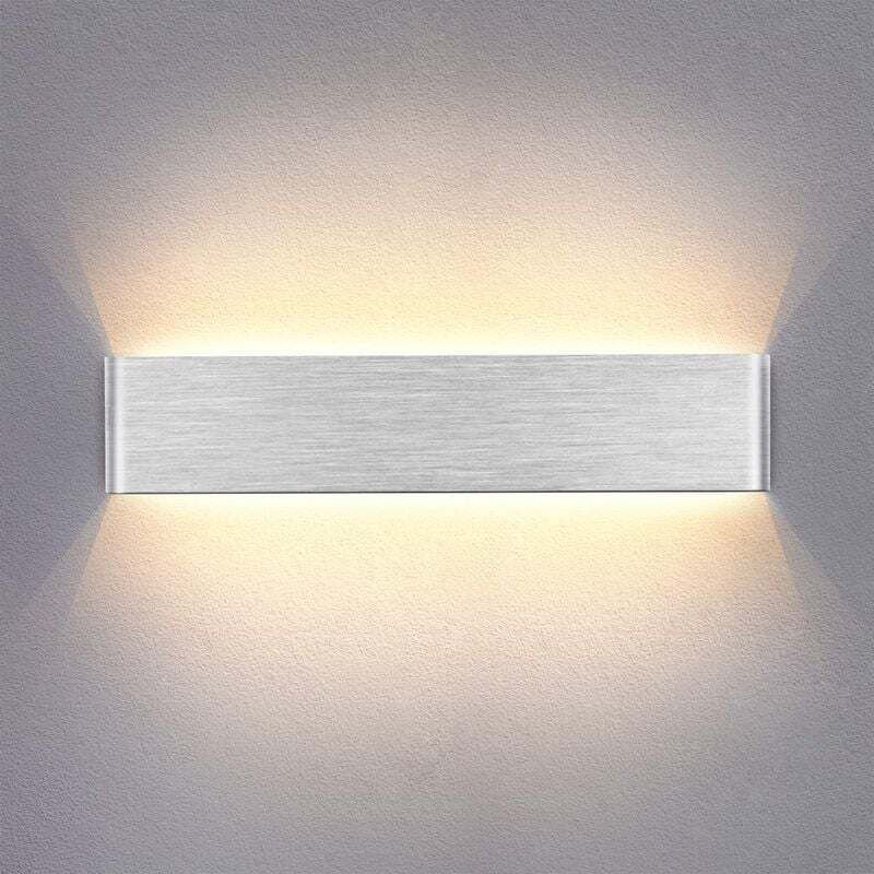 14W LED Innenwandleuchte 40cm Warmwei Wandleuchte, Schlichtes Design Silbergrau geb��rstet f��r Schlafzimmer Wohnzimmer ...