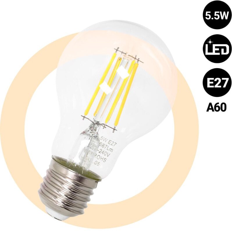 Thumbnail - LED-Filamentlampe E27 A60 - 5,5W