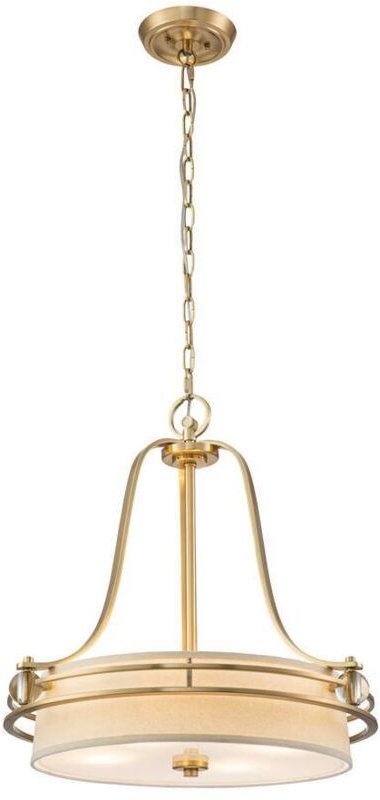 Elstead Quoizel Gotham Zylindrische Pendel-Deckenleuchte aus gebürstetem Messing