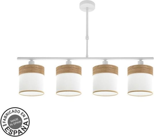 Cloe Lampe 4xe14 Weiß/Weiß/Holz hell Regx75x14 cm - Fabrilamp