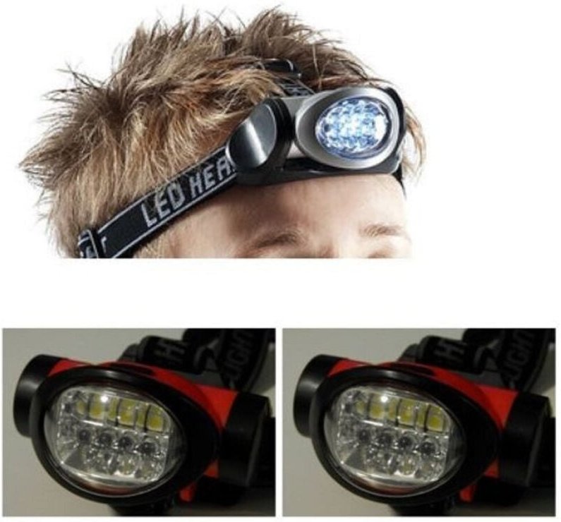 Trade Shop Traesio - Trade Shop - LED-Stirnlampe, Frontleuchte, wiederaufladbar, 6 LEDs, Camping, Jagd -