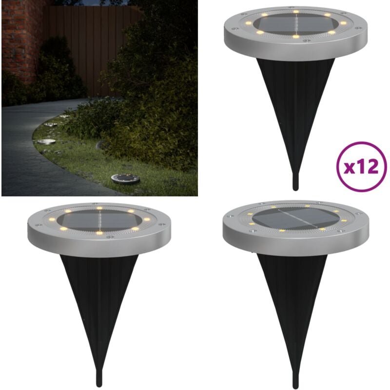 Vidaxl - Solar-Bodenleuchten mit Erdspieß 12 Stk. Warmweiß - Solarlaterne - Gartenbeleuchtung - Außenscheinwerfer - LED-...