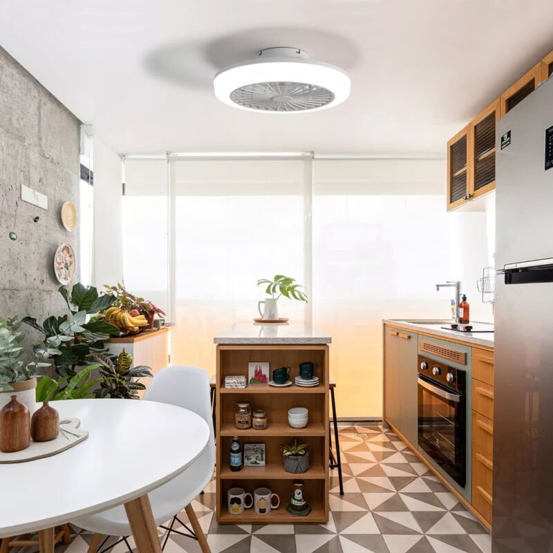 18 Zoll (46 cm) flacher Deckenventilator mit Licht, Umkehrmotor, einstellbares Licht, für Schlafzimmer, Küche und Esszim...