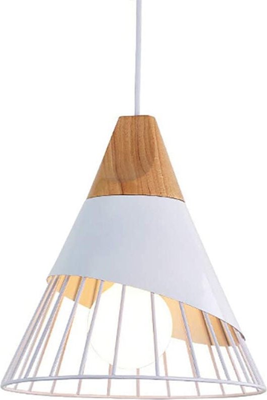 Wottes - Pendelleuchte Industrielle Retro Hängelampe Metall Holz Lampenschirm für Schlafzimmer Wohnzimmer Küche