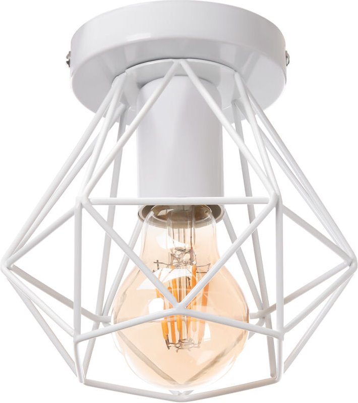 Vintage Industrial Deckenleuchten Eisenkäfig Lampenschirm Pendelleuchte Weiß Hängelampe Ø16cm