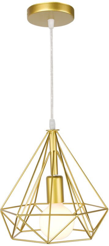 Pendelleuchte Ø25cm Diamant Form Hängelampe, Industri Stil Kronleuchter mit Metall Käfig E27 Fassung für Wohnzimmer Schl...