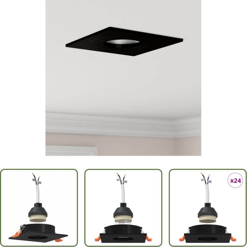 Aluminiumleuchte - Spotlight 24 pcs Schwarz 9 x 9 x 2 cm Aluminium