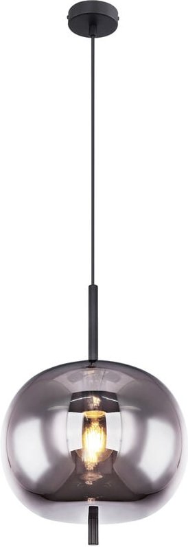 Meinewunschleuchte - led Pendelleuchte mit Rauchglas 1-flammig Metall Schwarz, ø 30cm