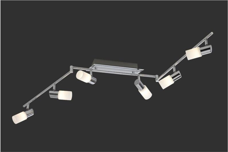 Clapton Spotlight 6 Spot LED Chrom und weißes Glas L150 cm Trio Lighting
