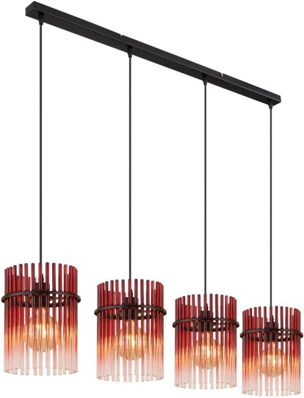 Pendelleuchte Hängelampe Deckenleuchte Esszimmerleuchte Gas 4-Flammig Rot