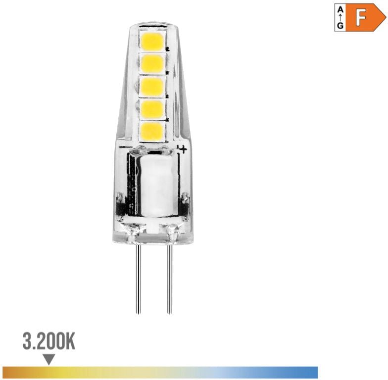 EDM - bi-pin-silikon-glühbirne led G4 12V 2W 180lm 3200K warmes licht Ø1x3,7cm