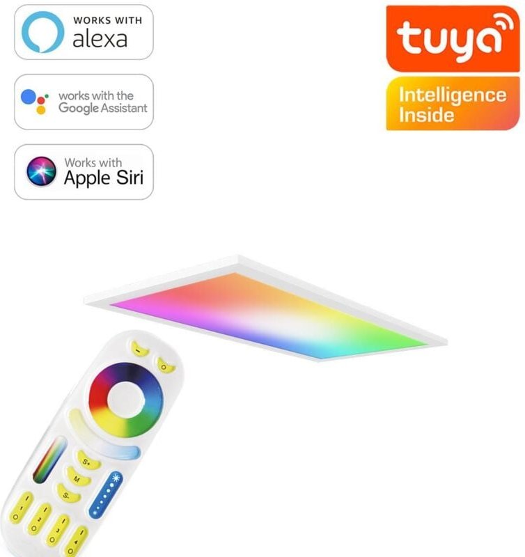 RGB+CCT LED Panel 60x30cm inkl. MiBoxer Smarthomesteuerung 24W 24V Rahmen weiß - Panelmontage: Ohne Montagezubehör