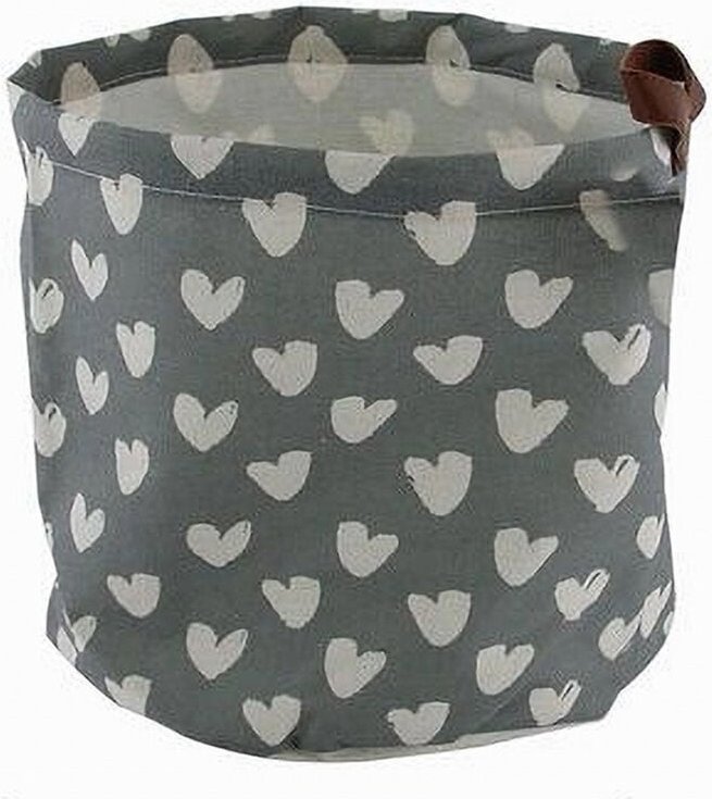 Trade Shop Traesio - Trade Shop - Aufbewahrungskorb mit Herzmotiv aus Stoff mit Henkel, für Badezimmer, Küche, 25 x 28 c...