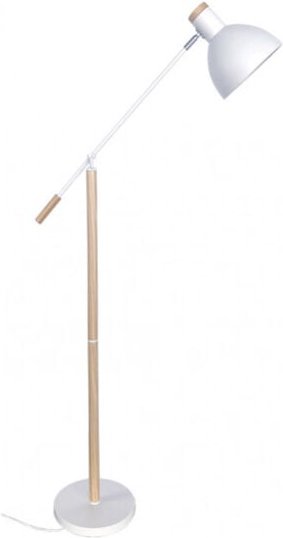 Fabrilamp - Biel 1xe27 weiß/buche 151x25x70 cm wohnzimmerständer, 360º verstellbar und schwenkbar