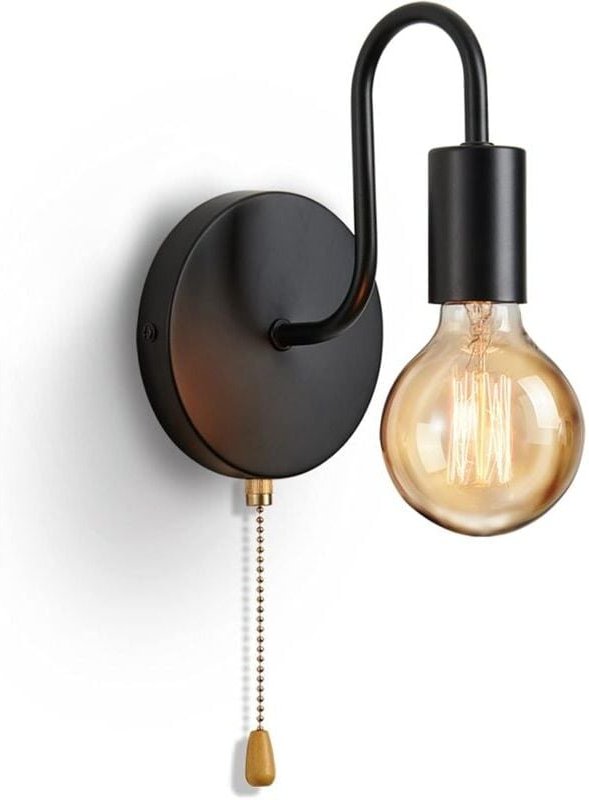 Wandleuchte mit E27-Fassung und Schalter, Vintage-Wandlampe mit E27-Standardfassung für Wohnzimmer, Schlafzimmer, Indust...