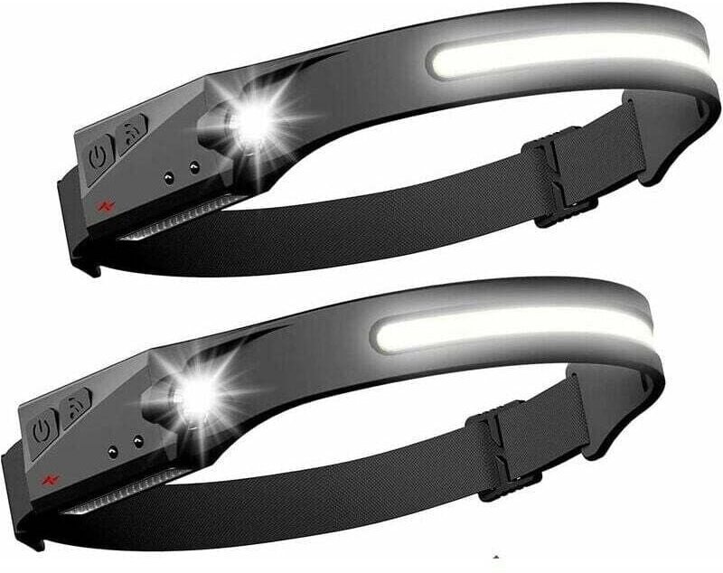 2er-Set LED-Stirnlampe, Sensor-Scheinwerfer, leistungsstarke COB-XPE-Stirnlampe, 5 Modi, usb wiederaufladbar, wasserdich...