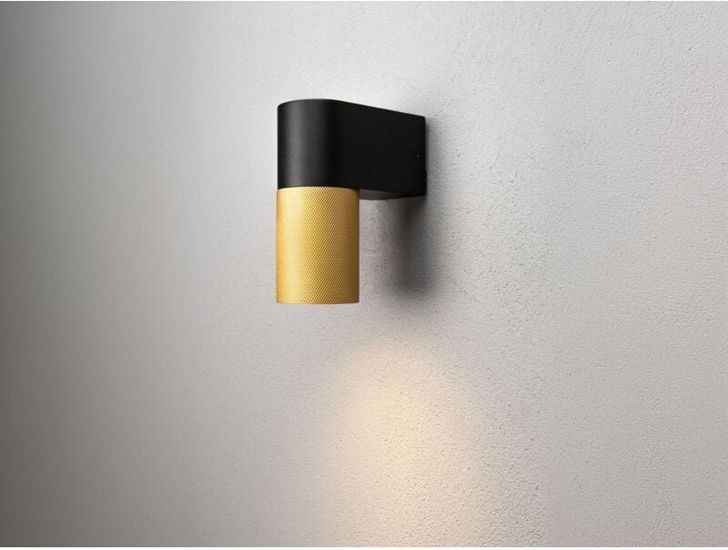 Downlight LED Außenwandleuchte Aluminium Schwarz-Gold Höhe 14,5cm