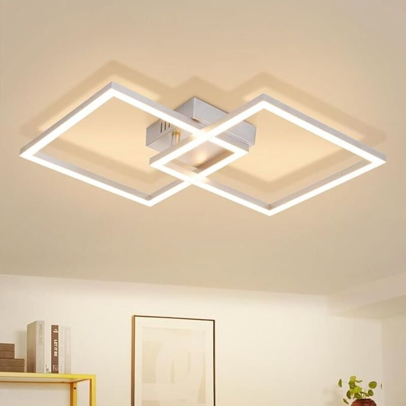 GBLY LED Deckenleuchte 24W 3000K Warmweiß Eckig Silber Drehbar Modern für Schlafzimmer Wohnzimmer Küche Flur