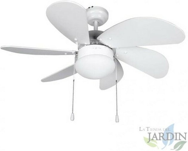 Suinga - Orbegozo Deckenventilator mit Licht, 6 Flügel, 3 Geschwindigkeiten, weiß.