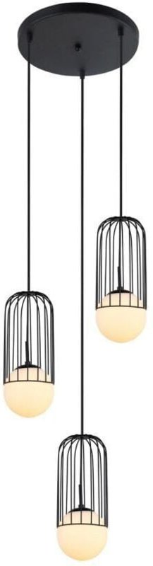 Matty - Modern Hanging Pendant Black 3 Light mit schwarzem, weißem Farbton, E27 - Italux