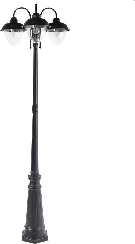 Außenlaterne Schwarz aus Aluminium 3 Flammig 3 Lampen Mastleuchte Stehleuchte Außenleuchte Gartenlaterne Outdoor Moderne...