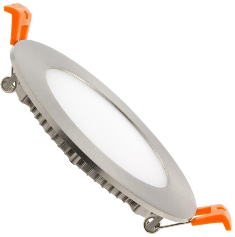 Efectoled - led Einbaustrahler flach 6W Rund SuperSlim Ausschnitt ø 110mm Silber 3000K Warmweiß