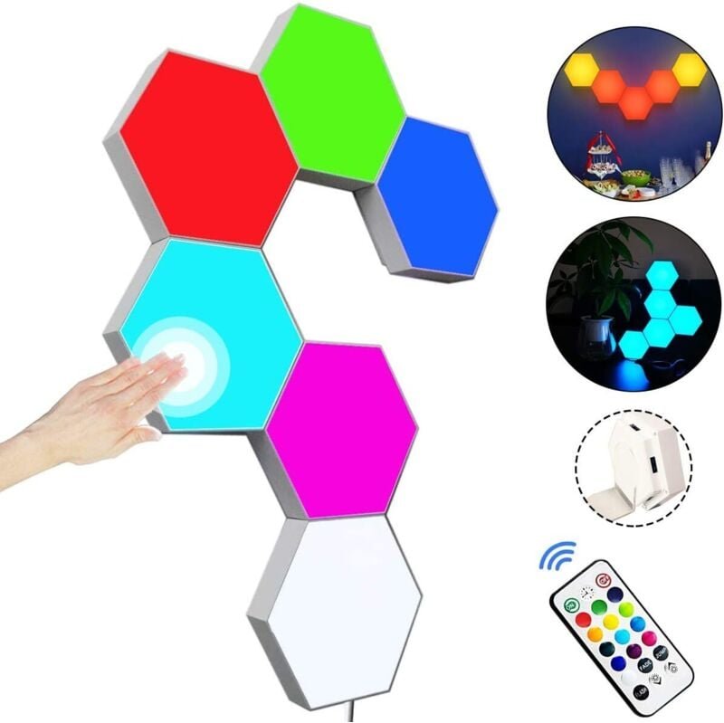LangRay LED-Wandpaneel mit Fernbedienung, intelligente sechseckige Lichter, Touch-Steuerung, RGB-Gaming-Lampe, Nachtlich...