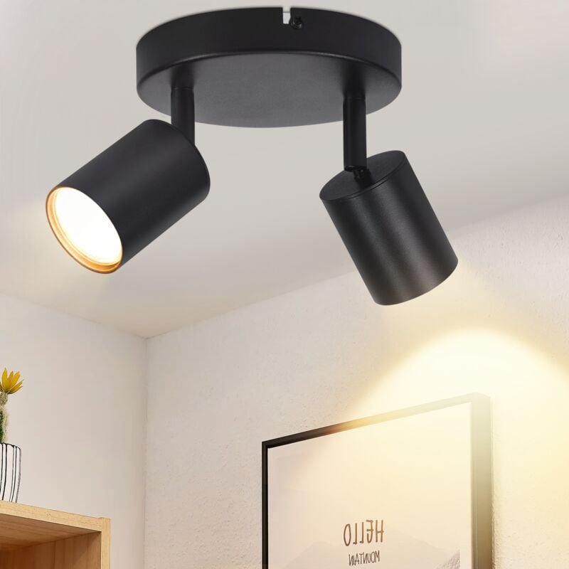 Thumbnail - GBLY Deckenleuchte Schwarz Deckenstrahler 2 Flammig: Deckenlampe Spots Strahler Deckenspots GU10 330°Schwenkbar Modern F...