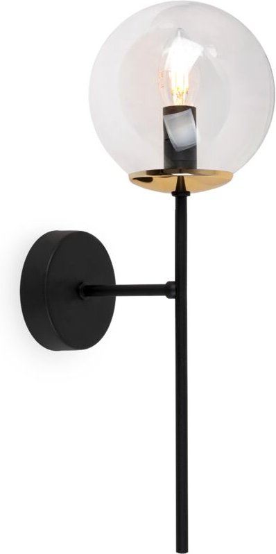 Siena Schwarz-Gold-Wandleuchte 1 Flache Klarlampe E14