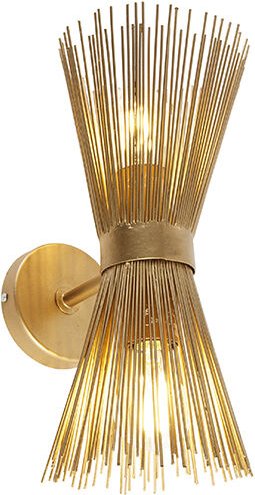 Art Deco Wandleuchte Gold 2-Licht - Besen